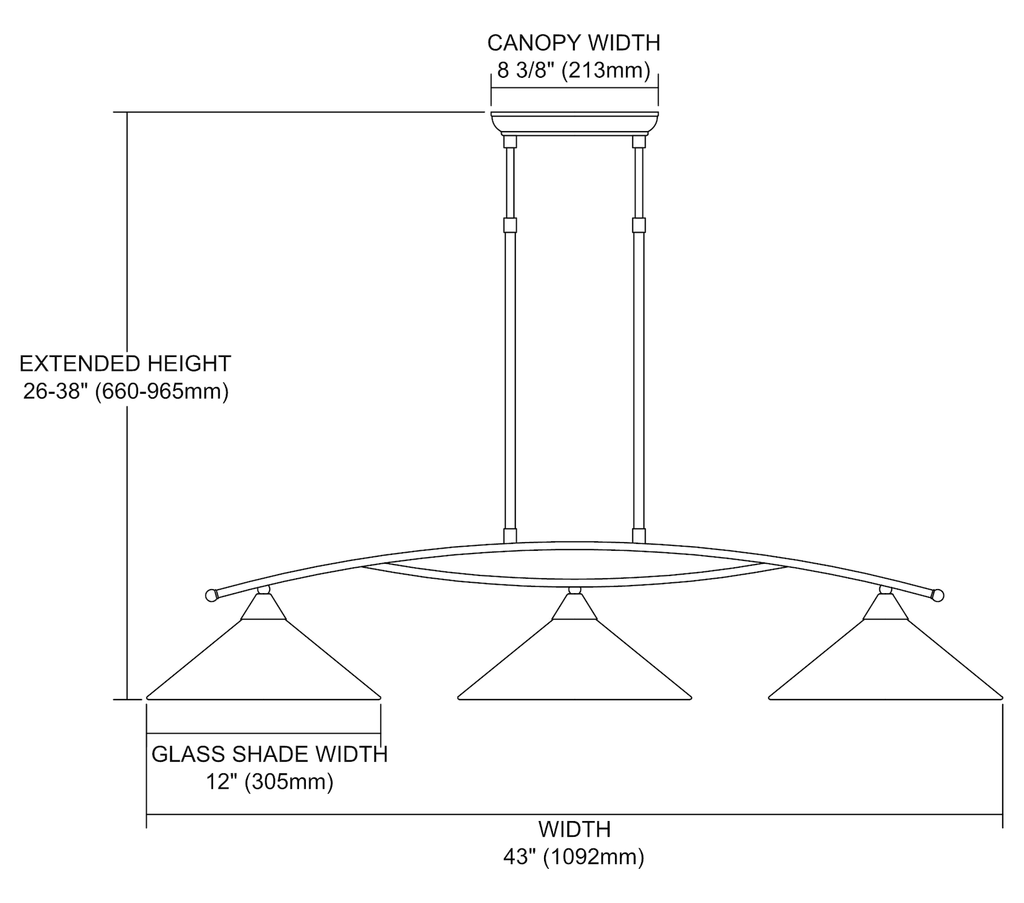 3 Light LED Island in Satin Nickel K501