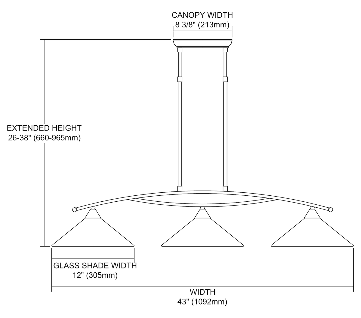 3 Light LED Island in Satin Nickel K501