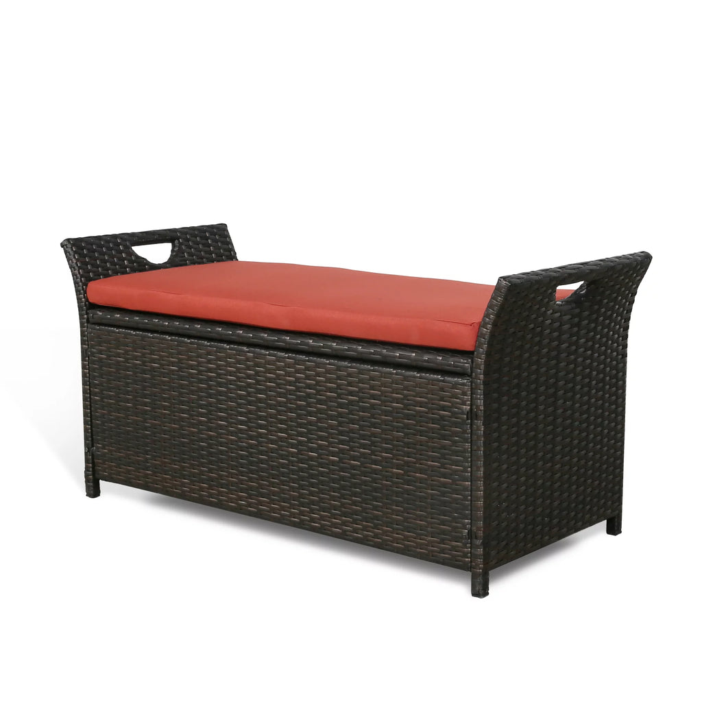 27.6 Gallon Wicker Storage Bench with Cushion W797462