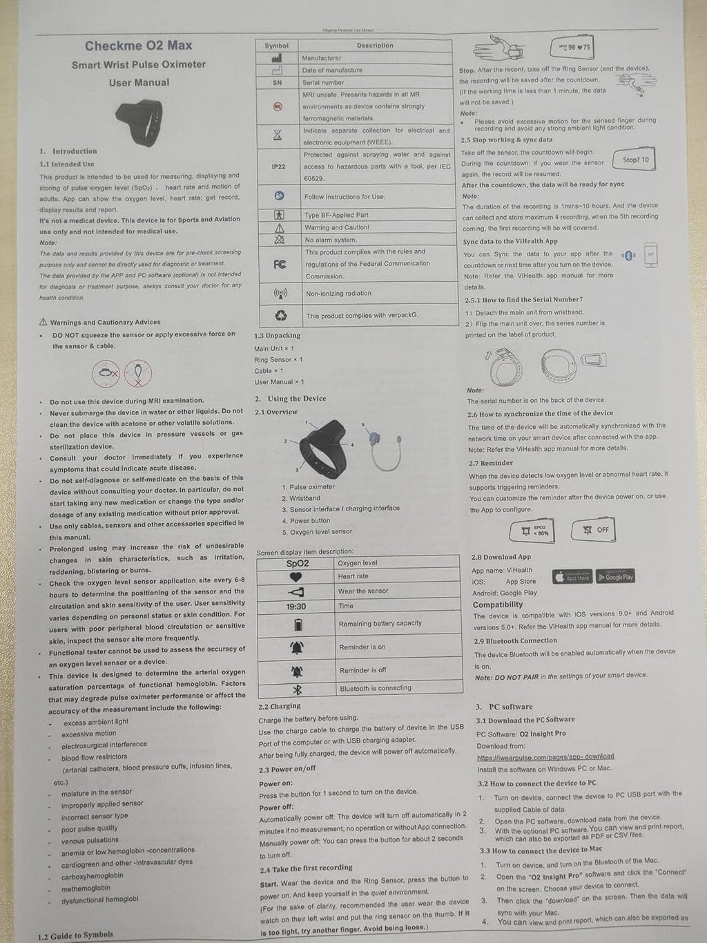 Continuous Wrist Pulse Oximeter with Bluetooth, 72 Hours Endurance Tracking SpO2 and Pulse Rate T706032