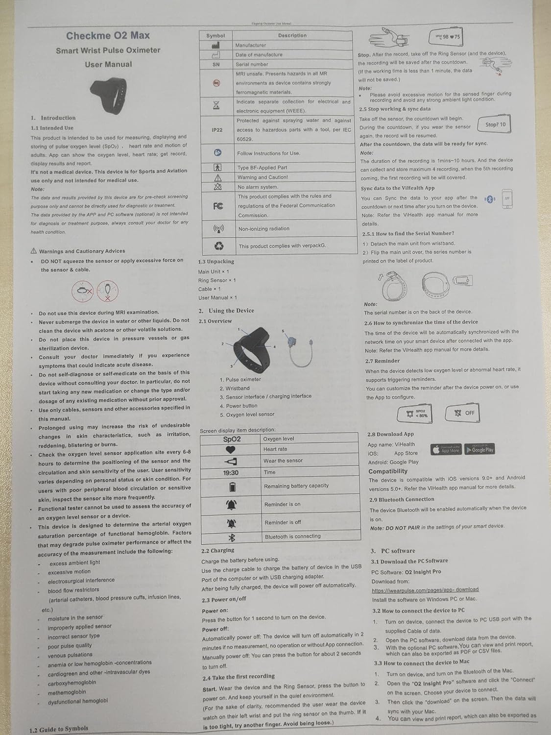Continuous Wrist Pulse Oximeter with Bluetooth, 72 Hours Endurance Tracking SpO2 and Pulse Rate T706032