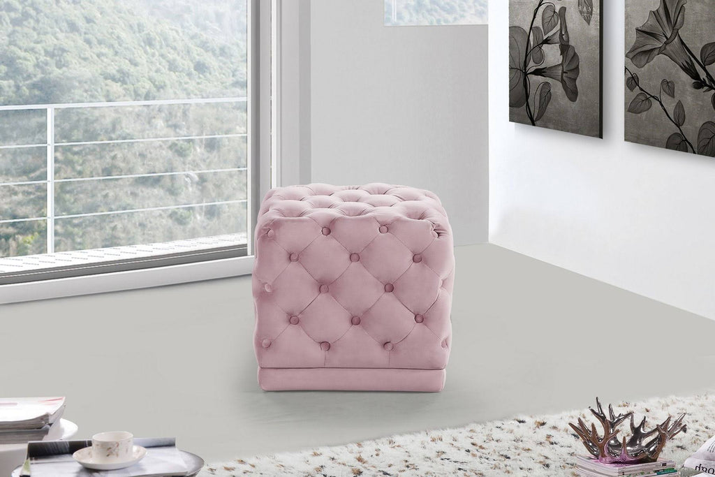 Pink Velvet Ottoman Stool L847757