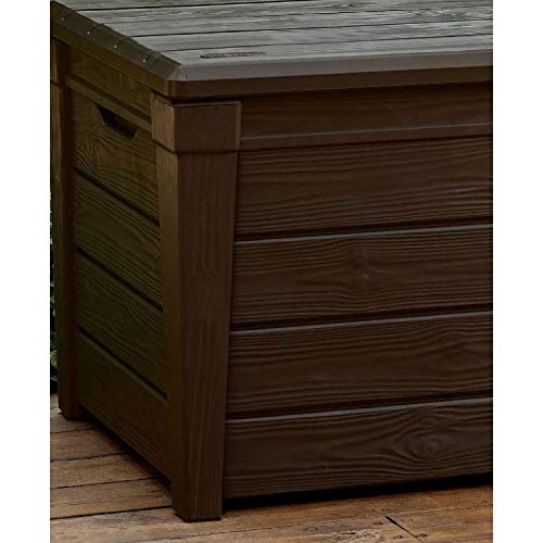 Brown 120 Gal Lockable Waterproof Plastic Deck Box V61677
