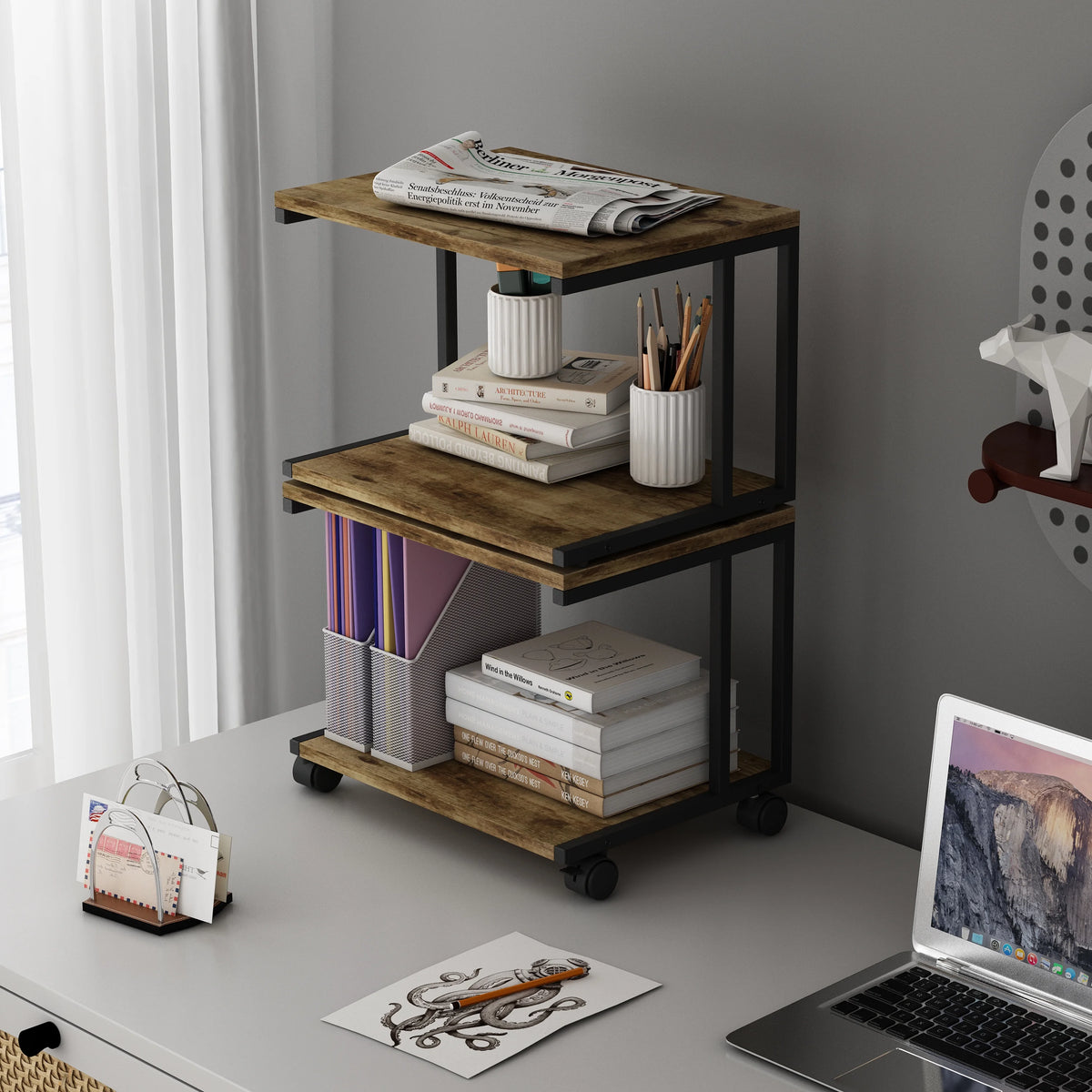 2PCS Printer Stand with 4 Wheels & Lock S8453