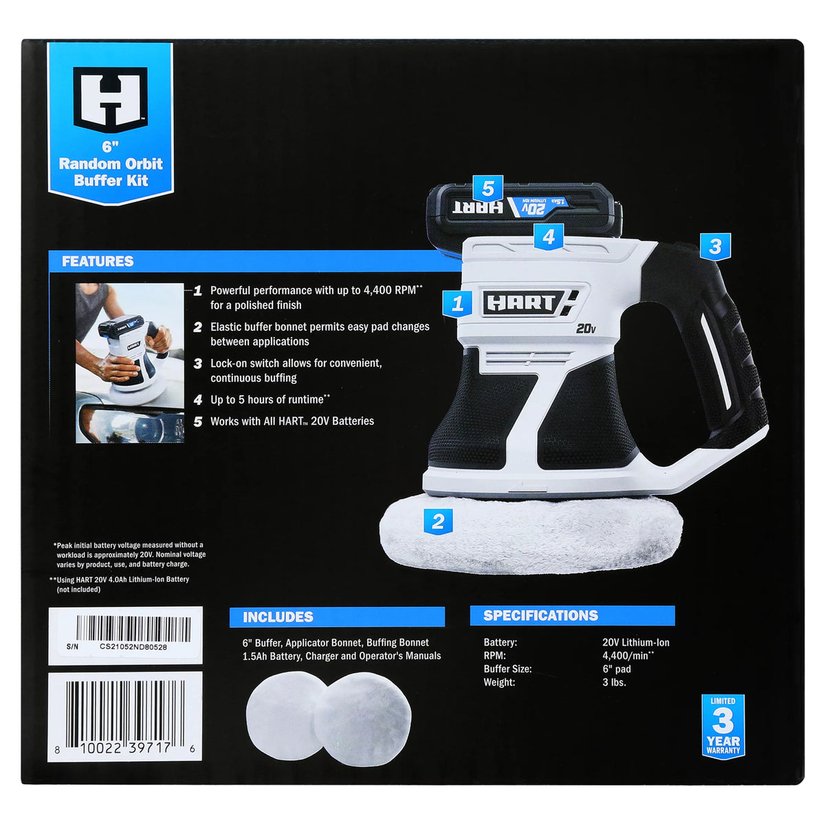 Cordless 6-inch Buffer Kit with 1.5Ah Lithium-Ion Battery F878