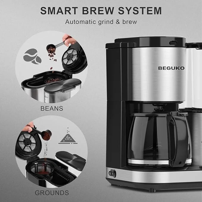 Pre-Owned 10 Cups Coffee Maker Grinder Removable Reservoir Silver U1742