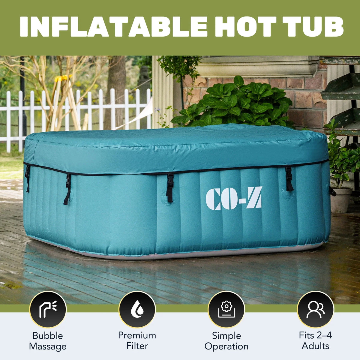 4 Person Inflatable Hot Tub Pool with Massage Jets G744179
