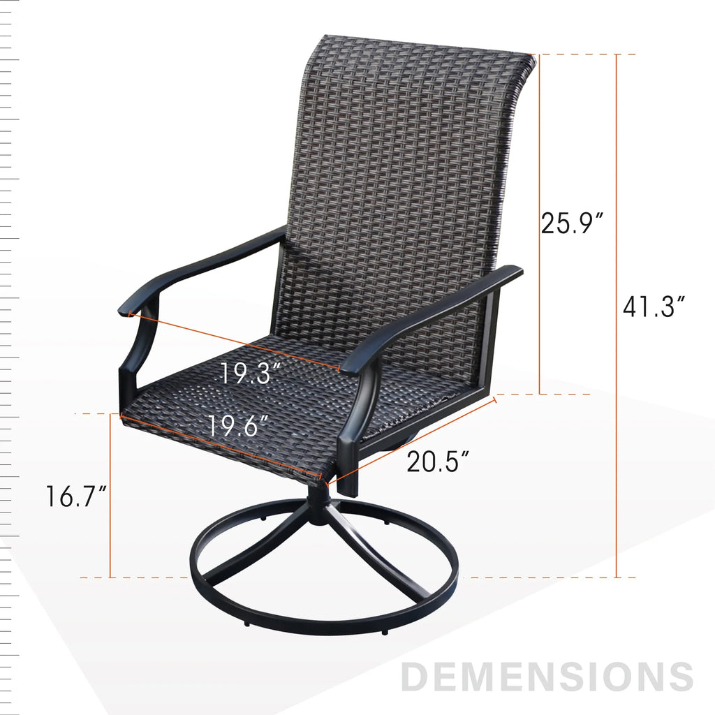 Brown Wicker Swivel Patio Dining Chairs F3193