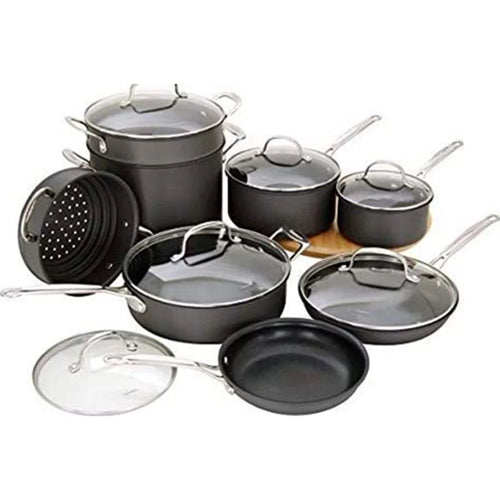14-Piece Nonstick Hard-Anodized Cookware Set with 12-Piece Knife Set R297804