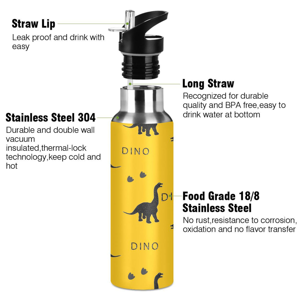 Stainless Steel Insulated Water Bottle with Straw Lid O84583