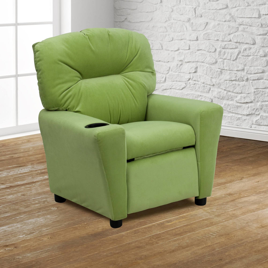 Avocado Microfiber Kids Recliner with Cup Holder C665