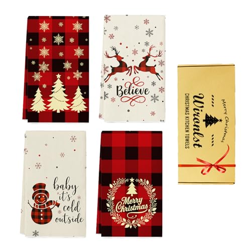 4PCS Buffalo Plaid Thickened Tea Towel 18x26 M90929
