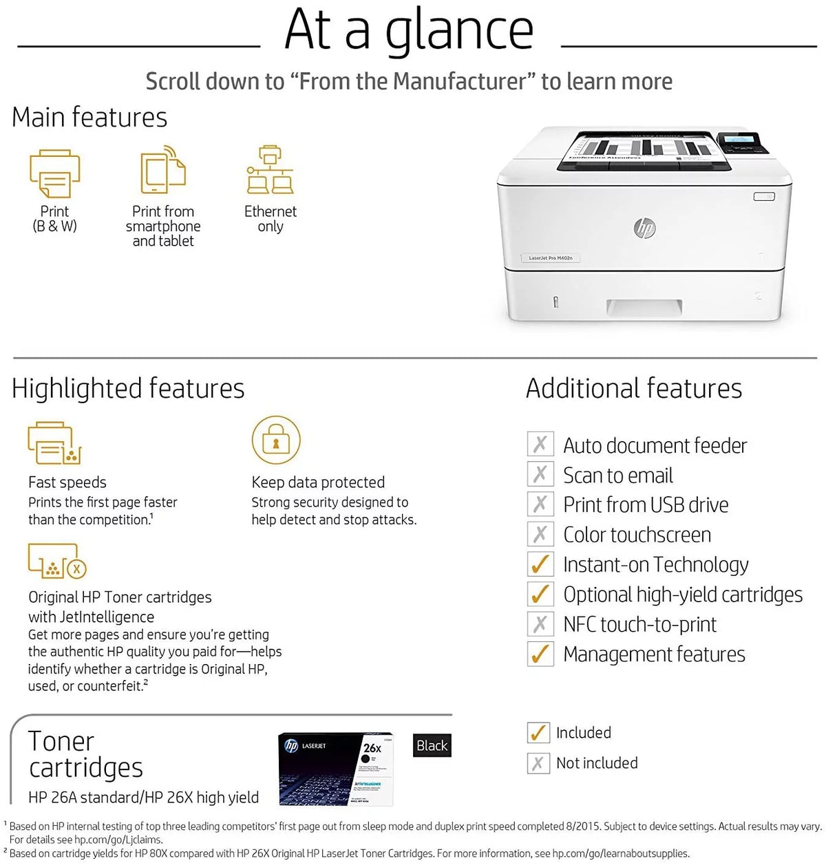 LaserJet Pro M402n Laser Printer with Built-in Ethernet R3600