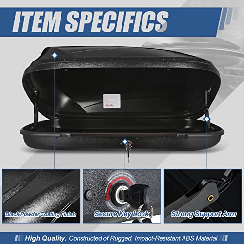 Hard Shell Roof Top Cargo Carrier, 53 x 34 x 15 Inches, 110 Pounds, 11 Cubic Feet, Glossy Black A612
