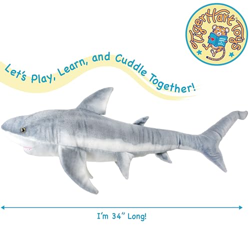 34 Inch Long Great White Stuffed Animal Plush D9000