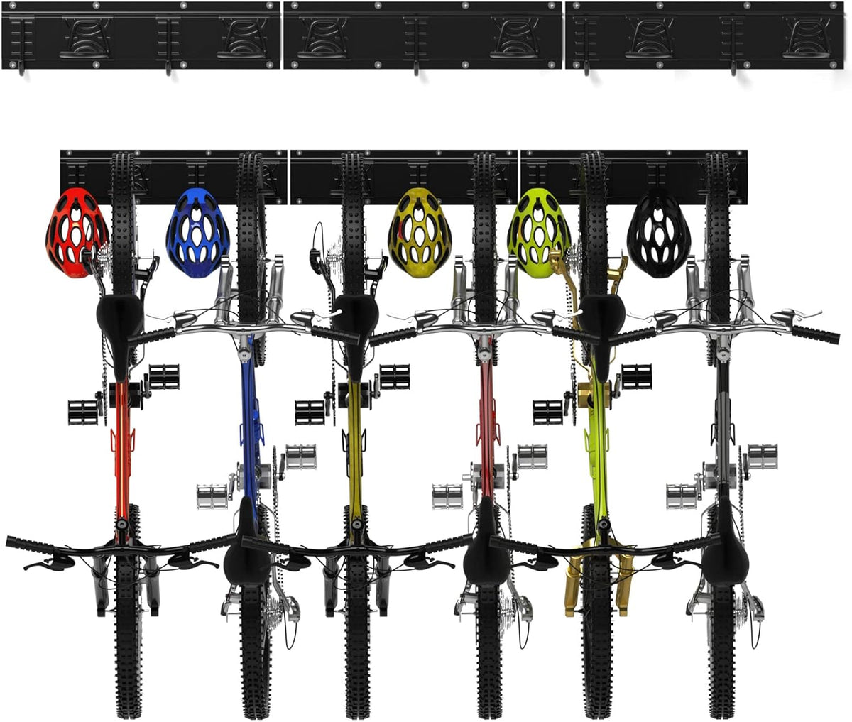 Wall Mount Bike Rack for 6 Bicycles with Adjustable Bike Hooks, Pack of 2 X58427