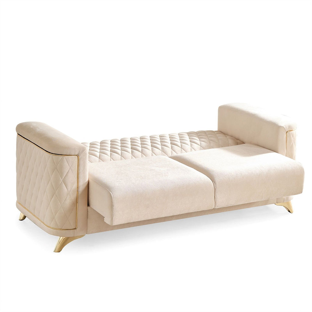 Ivory Velvet Loveseat R500806