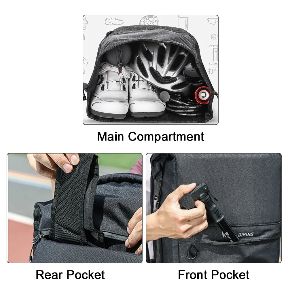Waterproof Cycling Bike Trunk Bag with Shoulder Straps, 2-in-1 Rear Rack Bag 17L-29L Z307974