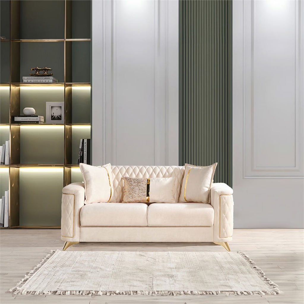 Ivory Velvet Loveseat R500806