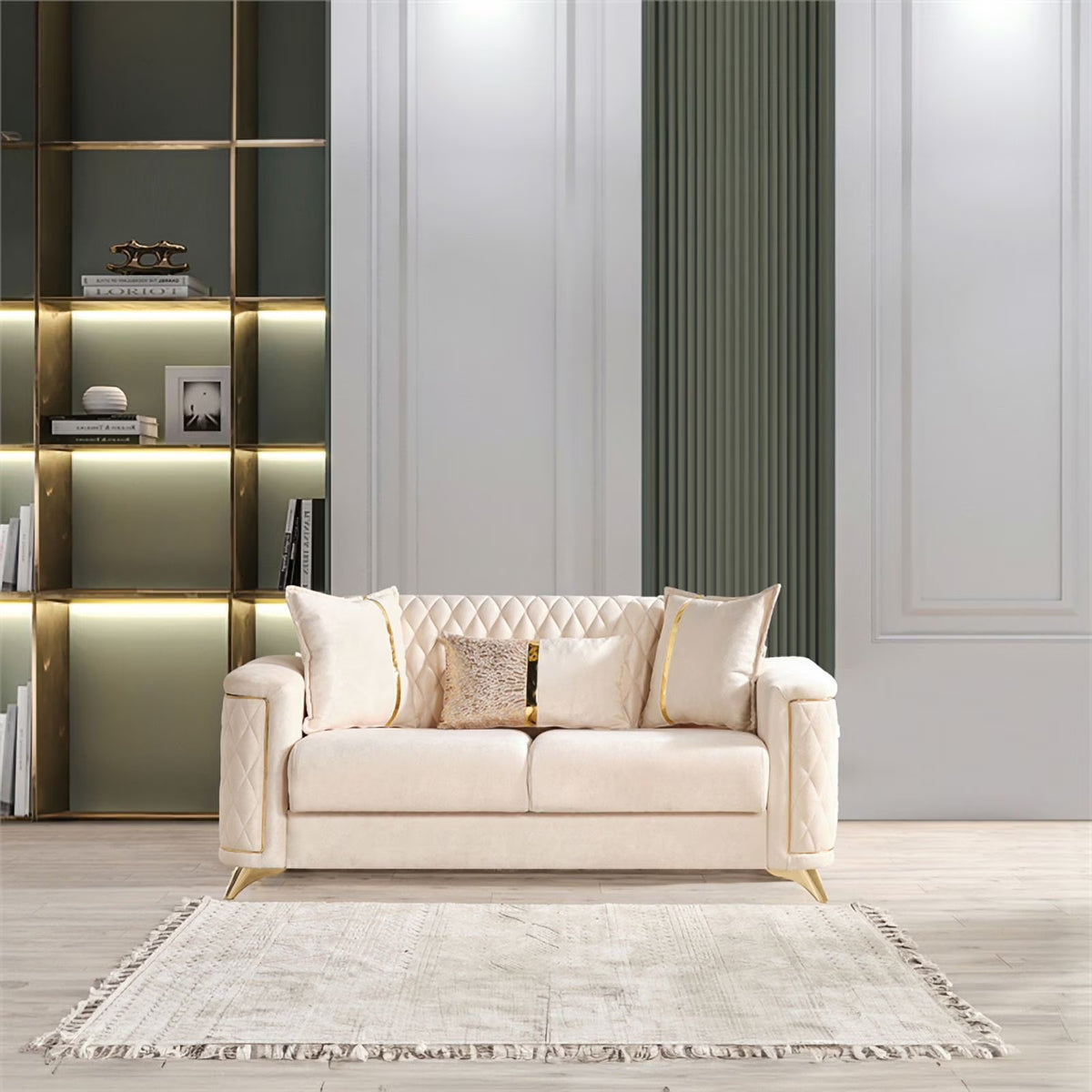 Ivory Velvet Loveseat R500806