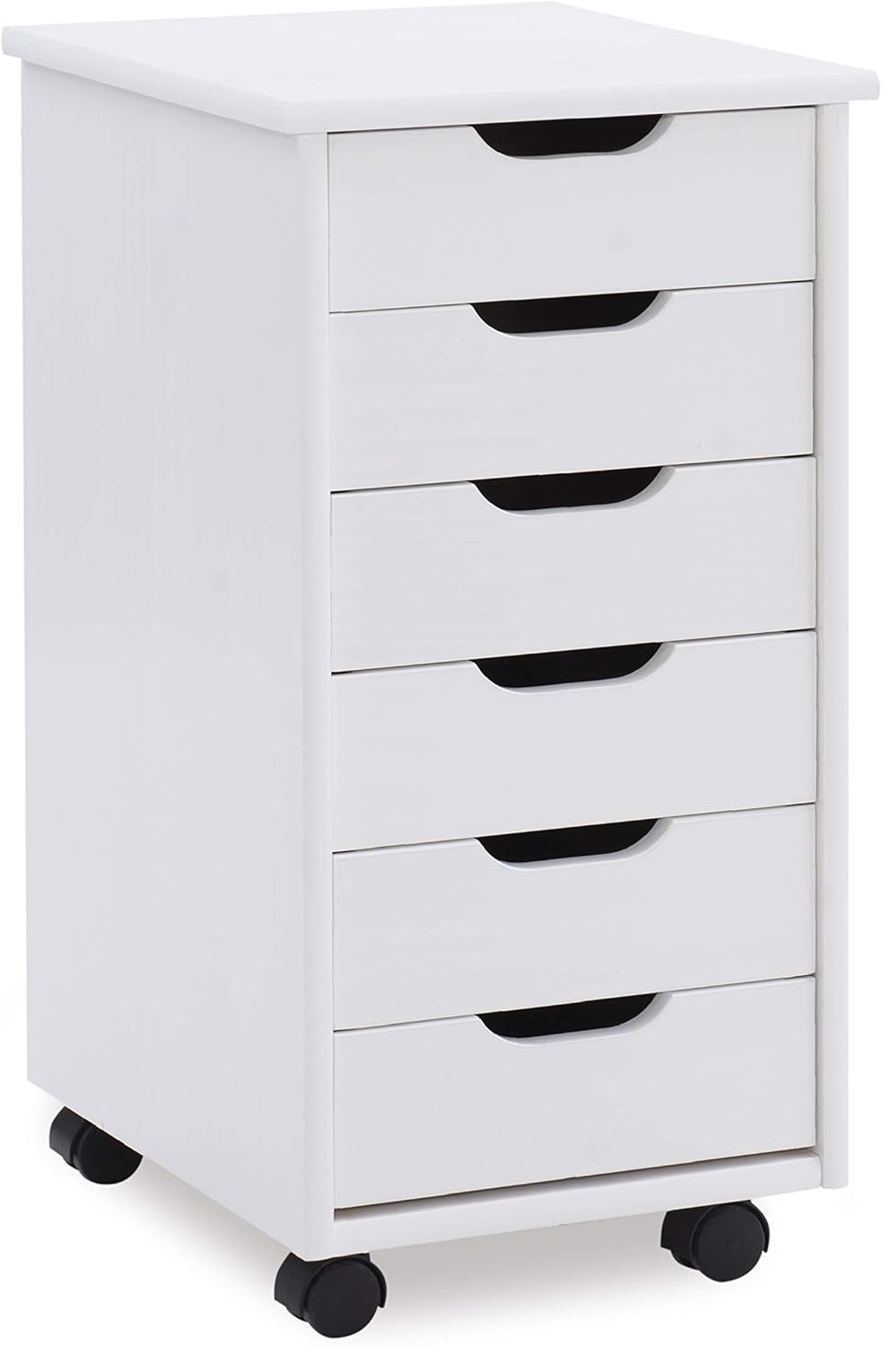 White Wash Six Drawer Rolling Cart S420128