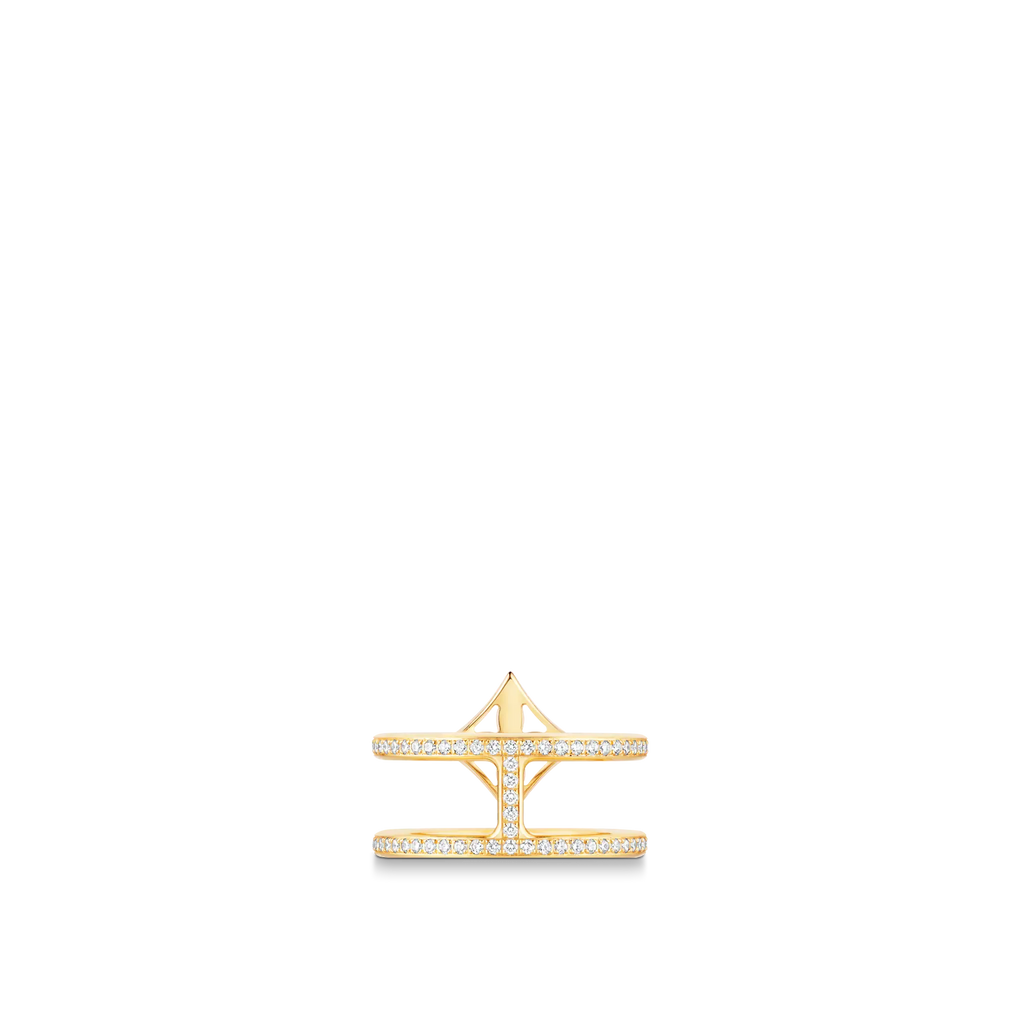 Gold and Diamond Double Row Ring H122