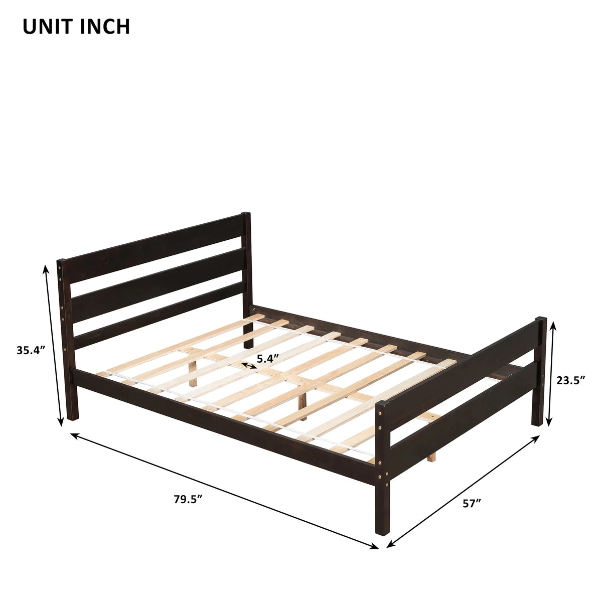 Full Espresso Platform Bed Frame with Headboard and Under Bed Storage W95631