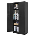 72" Steel Tall Garage Storage Cabinet with Lock, 4 Adjustable Shelves (Black) B982