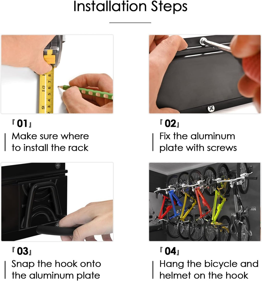 Wall Mount Bike Rack for 6 Bicycles with Adjustable Bike Hooks, Pack of 2 X58427