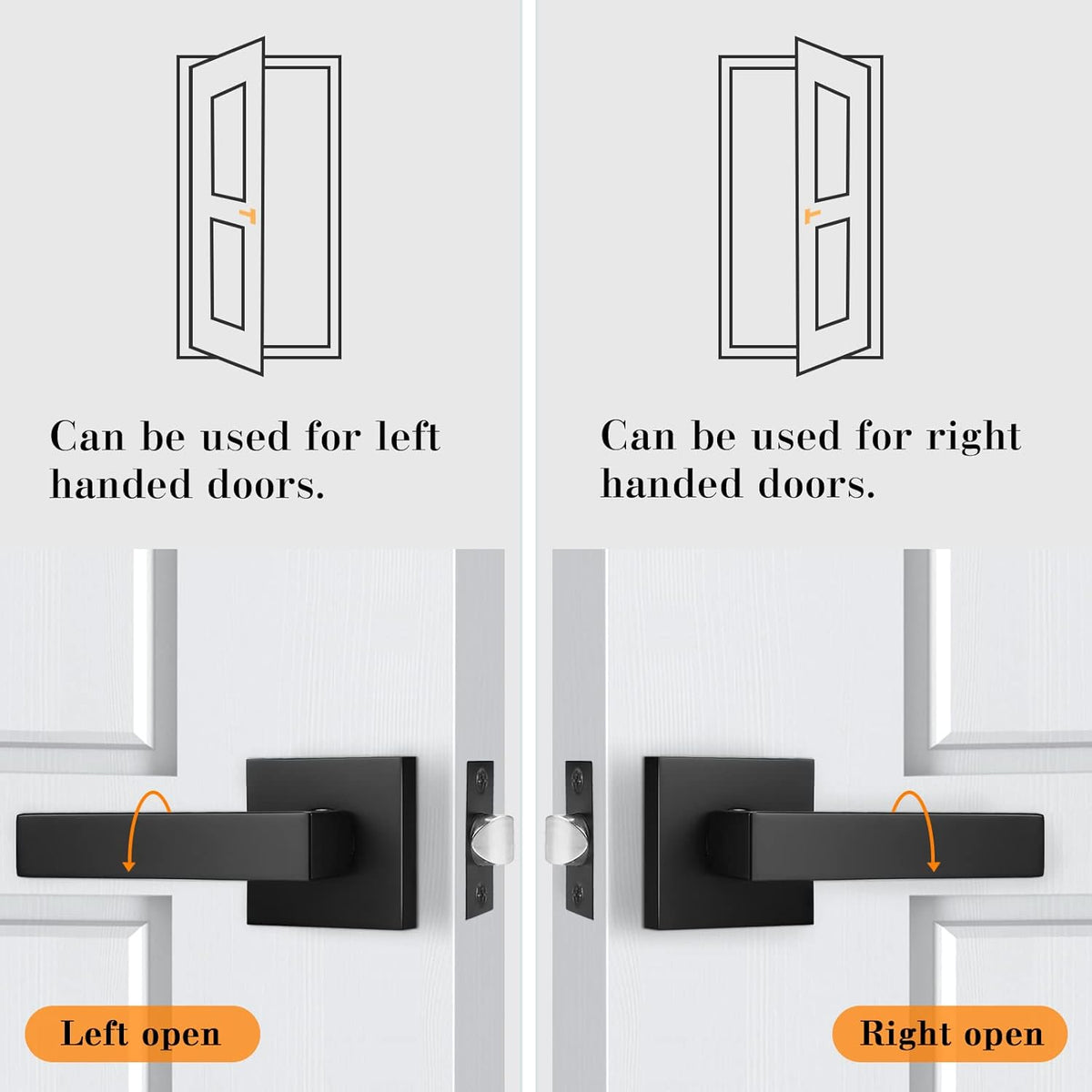 3 Pack Square Passage Door Levers in Matte Black Finish N915