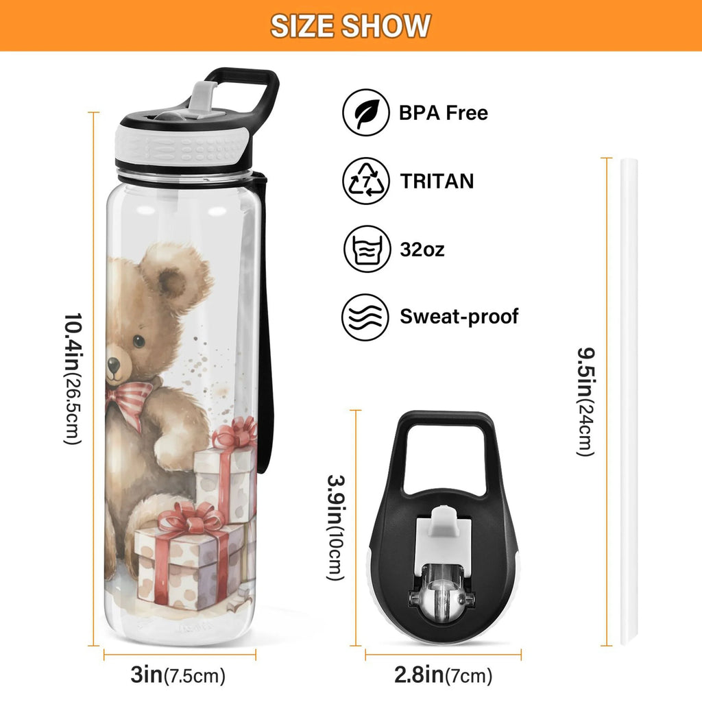 Clear 32oz Tritan Water Bottle with Straw L9313