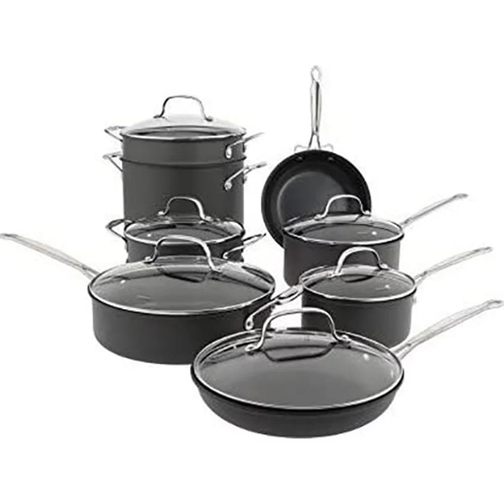 14-Piece Nonstick Hard-Anodized Cookware Set with 12-Piece Knife Set R297804