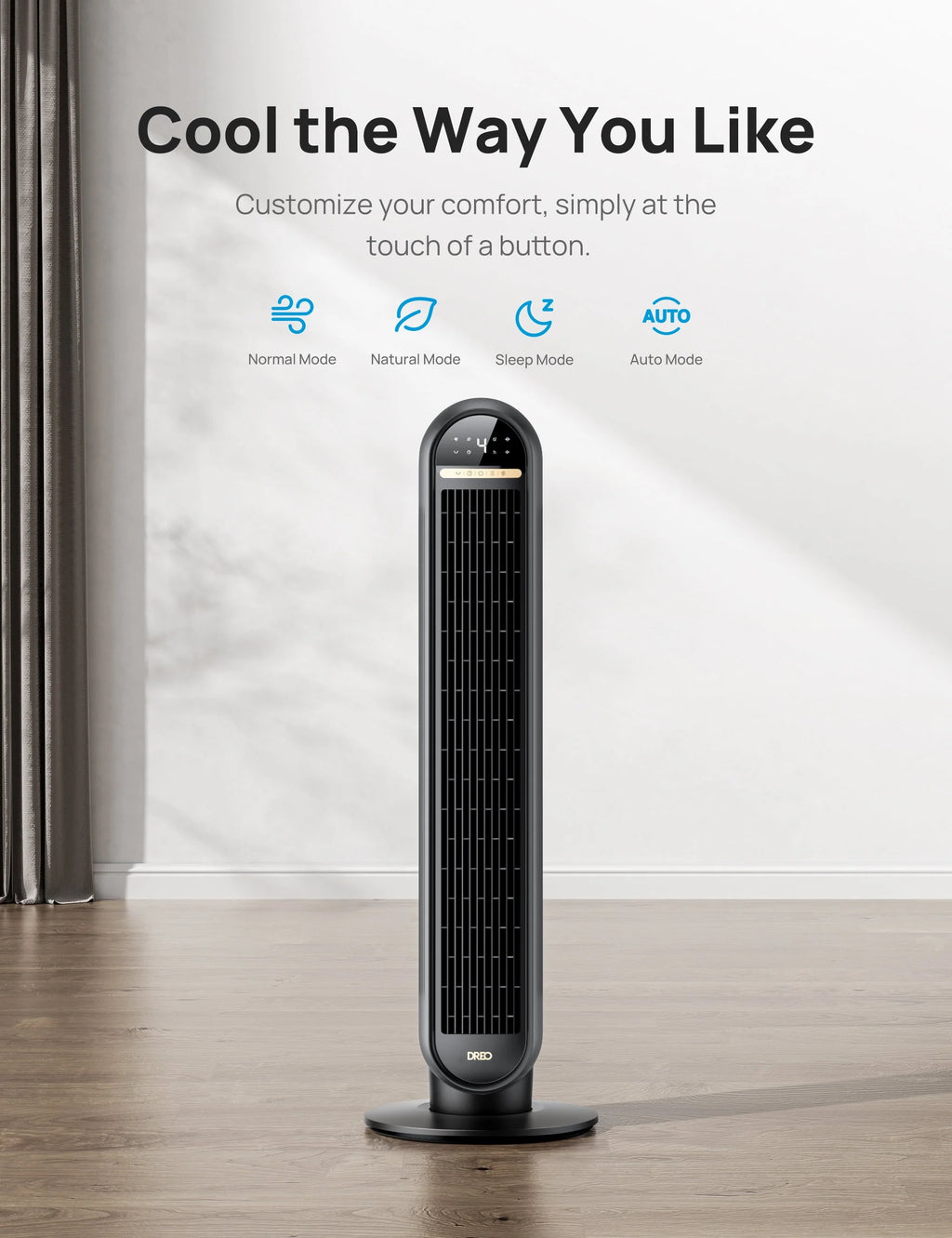 36 Standing Floor Fan with Remote, 90° Oscillating, 4 Speeds, 4 Modes S252