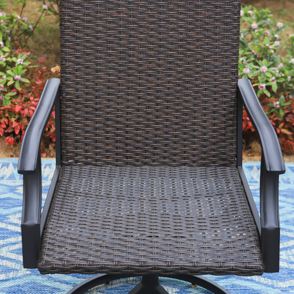 Brown Wicker Swivel Patio Dining Chairs F3193