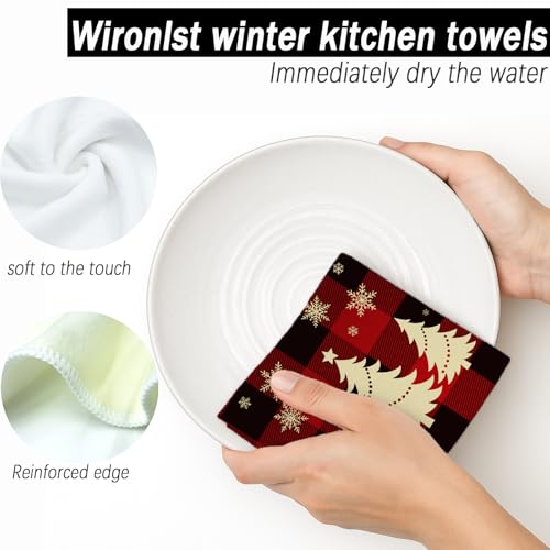 4PCS Buffalo Plaid Thickened Tea Towel 18x26 M90929