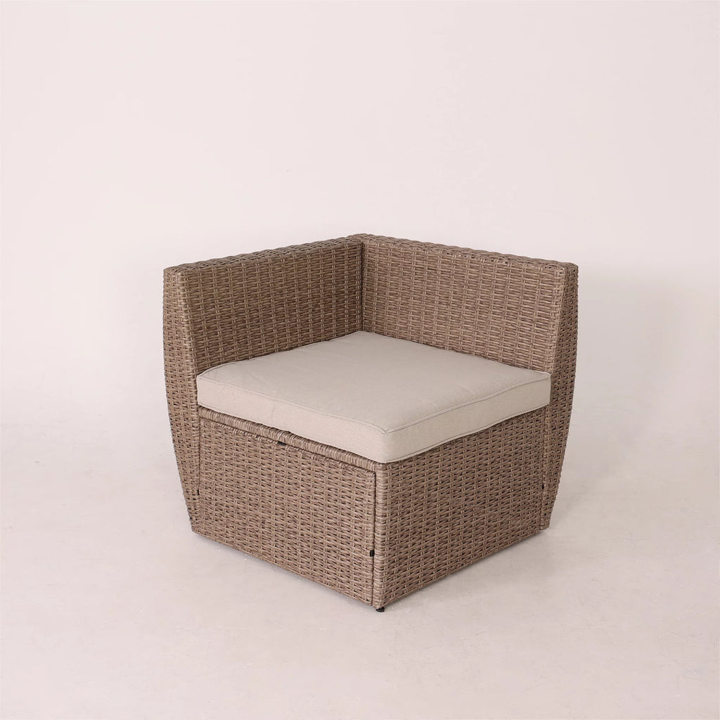 7 Pcs Half-Round Rattan Patio Furniture Set with Cushion and Table D3332