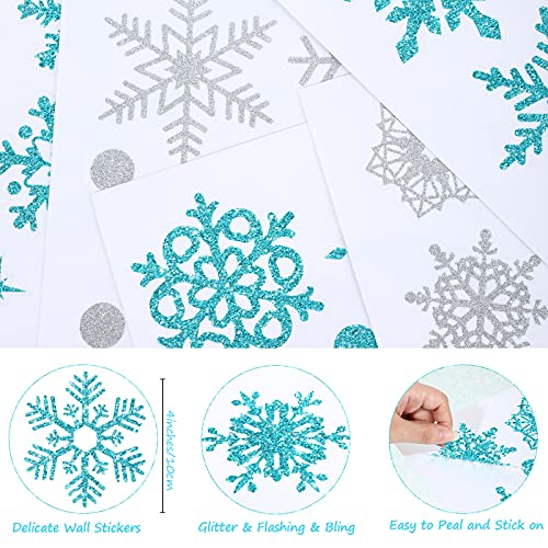 9 Sheets Snowflake Wall Decal Silver Window Clings Removable Stickers P56438