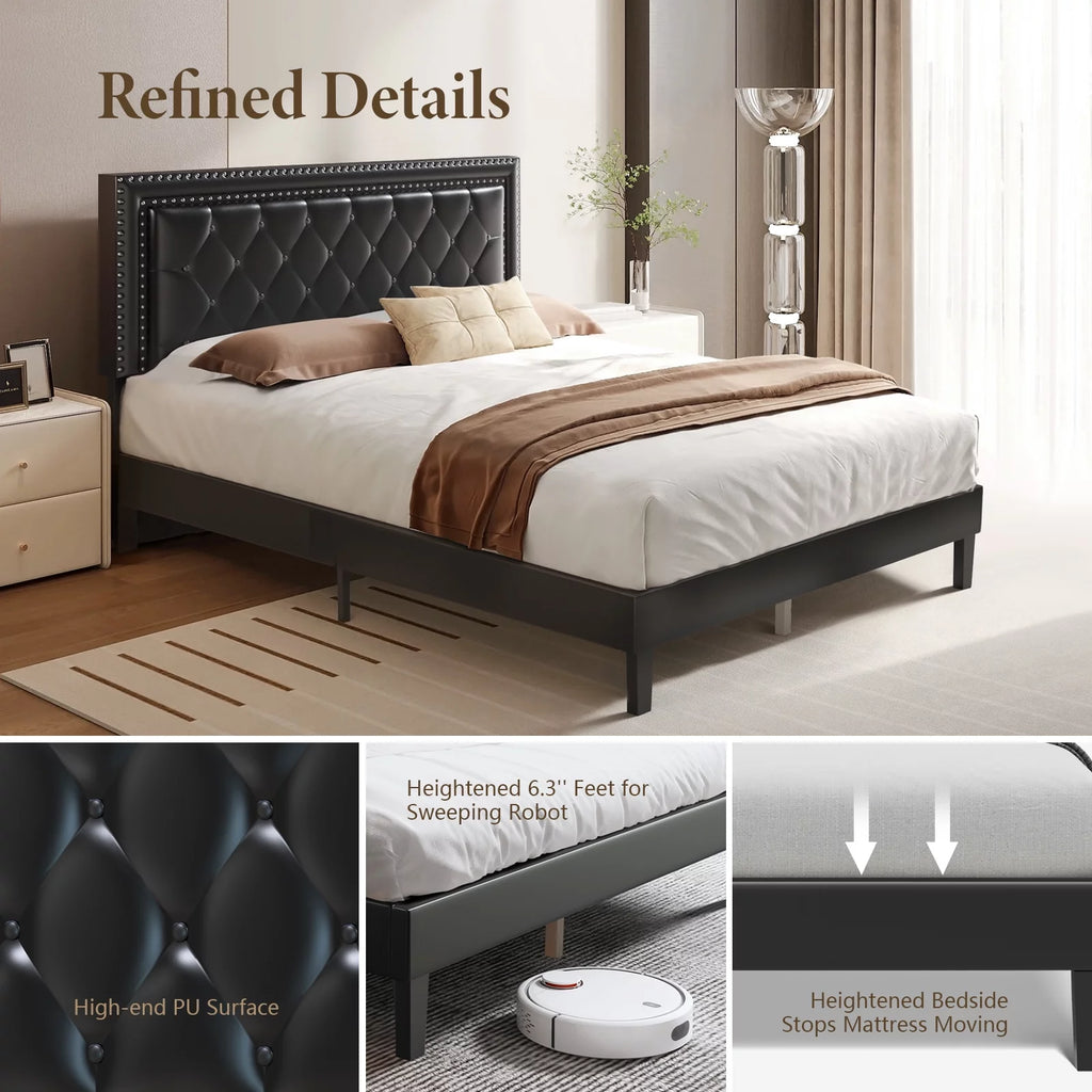 Queen Size Wood Slat Bed Frame A409519