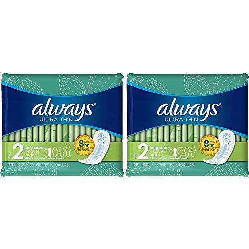 Ultra Thin Feminine Pads Size 2 Long Super Absorbency Without Wings Unscented 40 Count x 3 G6517
