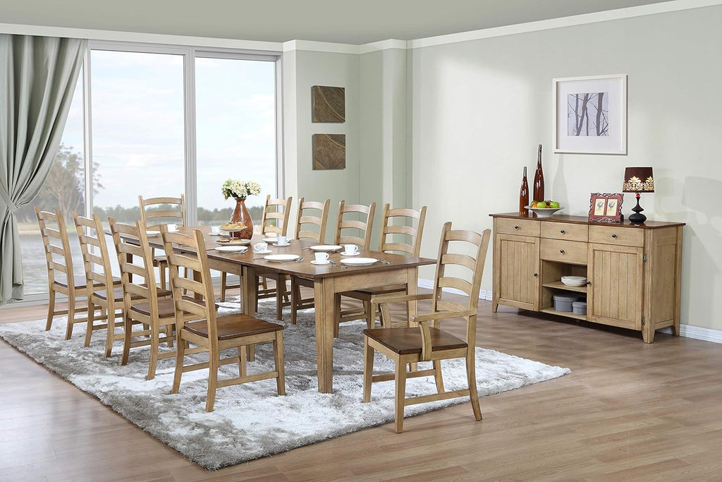 Distressed two tone light creamy wheat with warm pecan finish top Dining Table N606