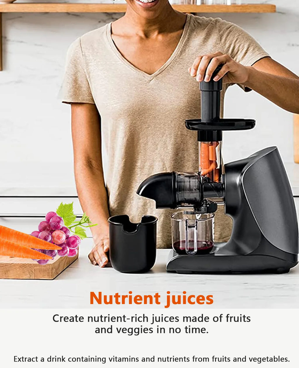 Cold Press Slow Juicer with Total Pulp Control (Black) R3807