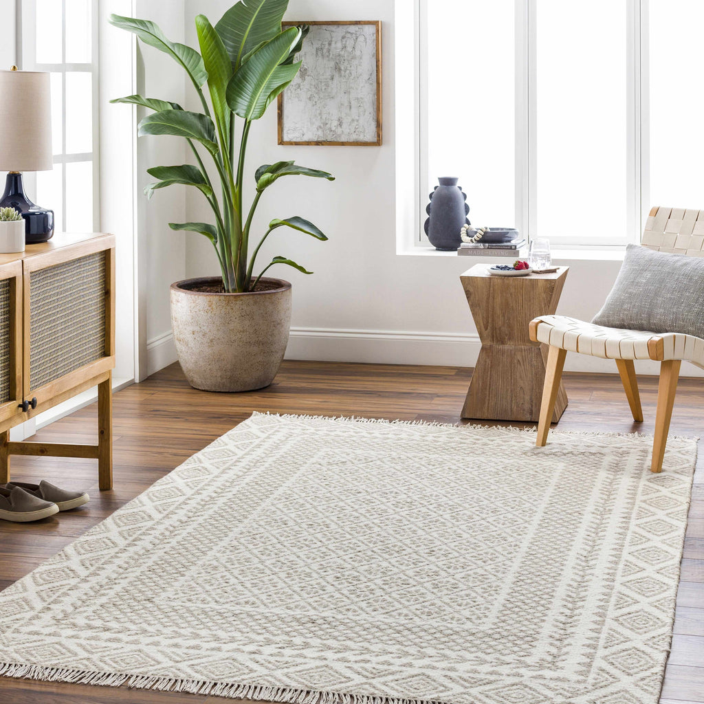 Brown Gray Wool 8' x 10' Area Rug I255