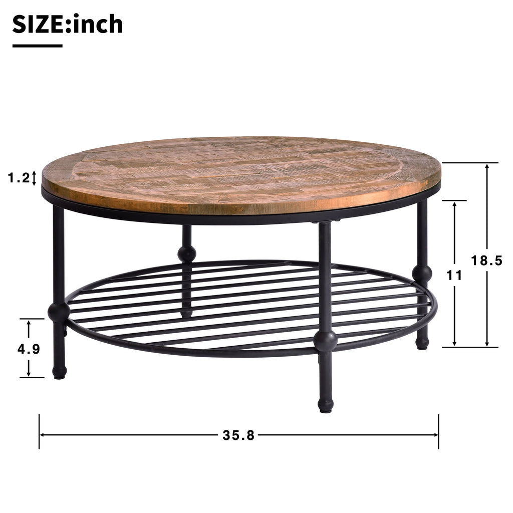 Brown Round Solid Wood Coffee Table X289160