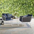 White Navy 3 Piece Outdoor Aluminum Sectional Sofa Set Y727