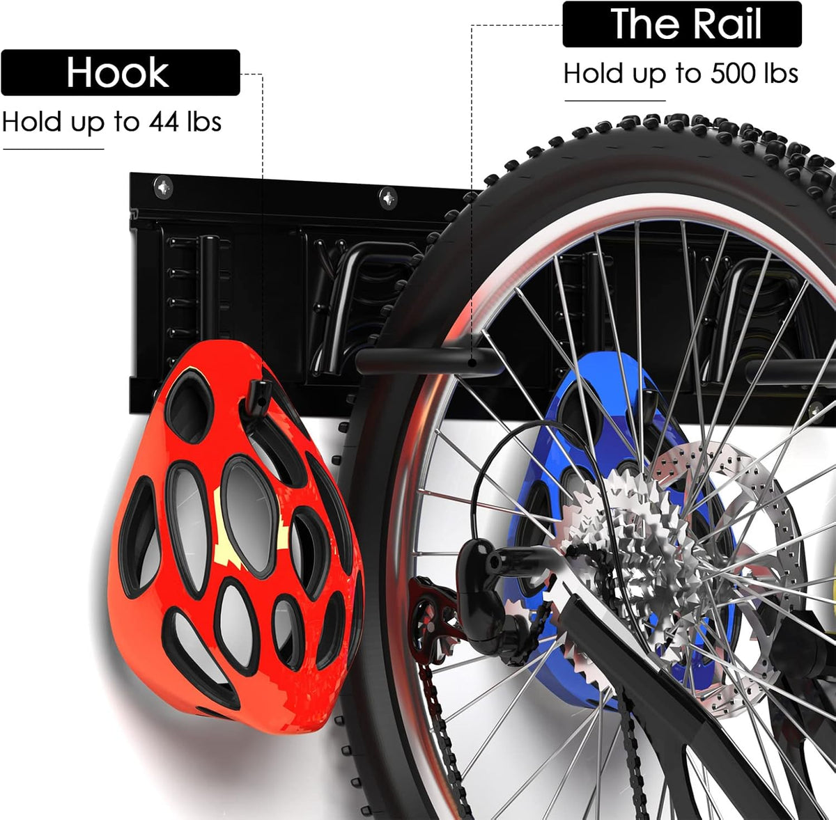 Wall Mount Bike Rack for 6 Bicycles with Adjustable Bike Hooks, Pack of 2 X58427