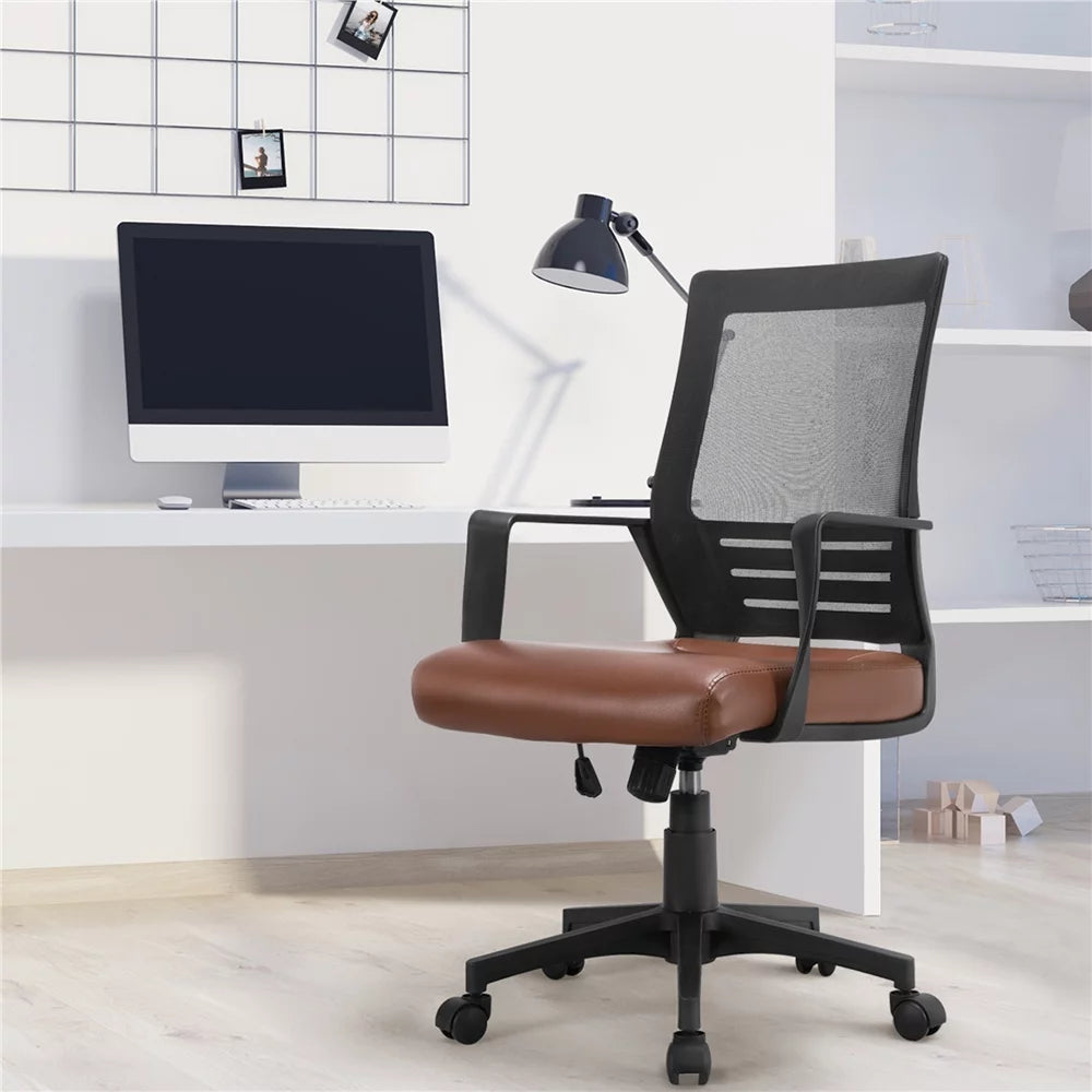 Brown Faux Leather Office Chair Set of 2 R6008