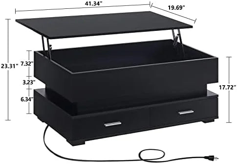 LED Lift Top Coffee Table with Charging Station I87231