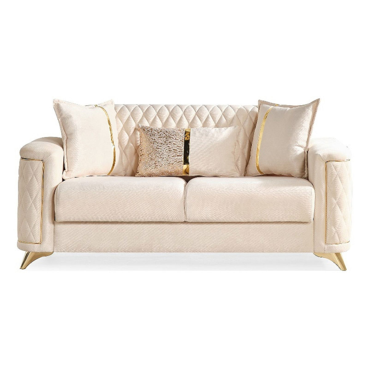 Ivory Velvet Loveseat R500806