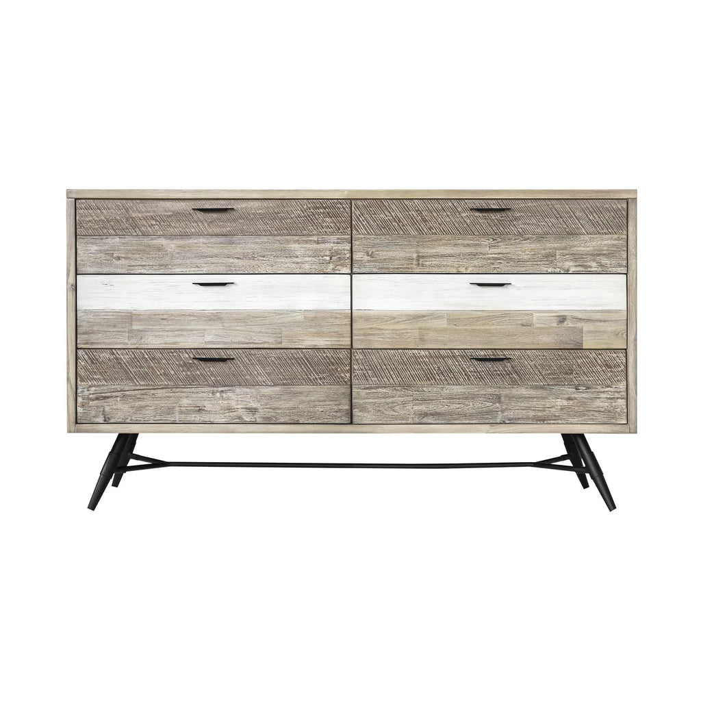6 Drawer Two Tone Acacia Wood Dresser H40387