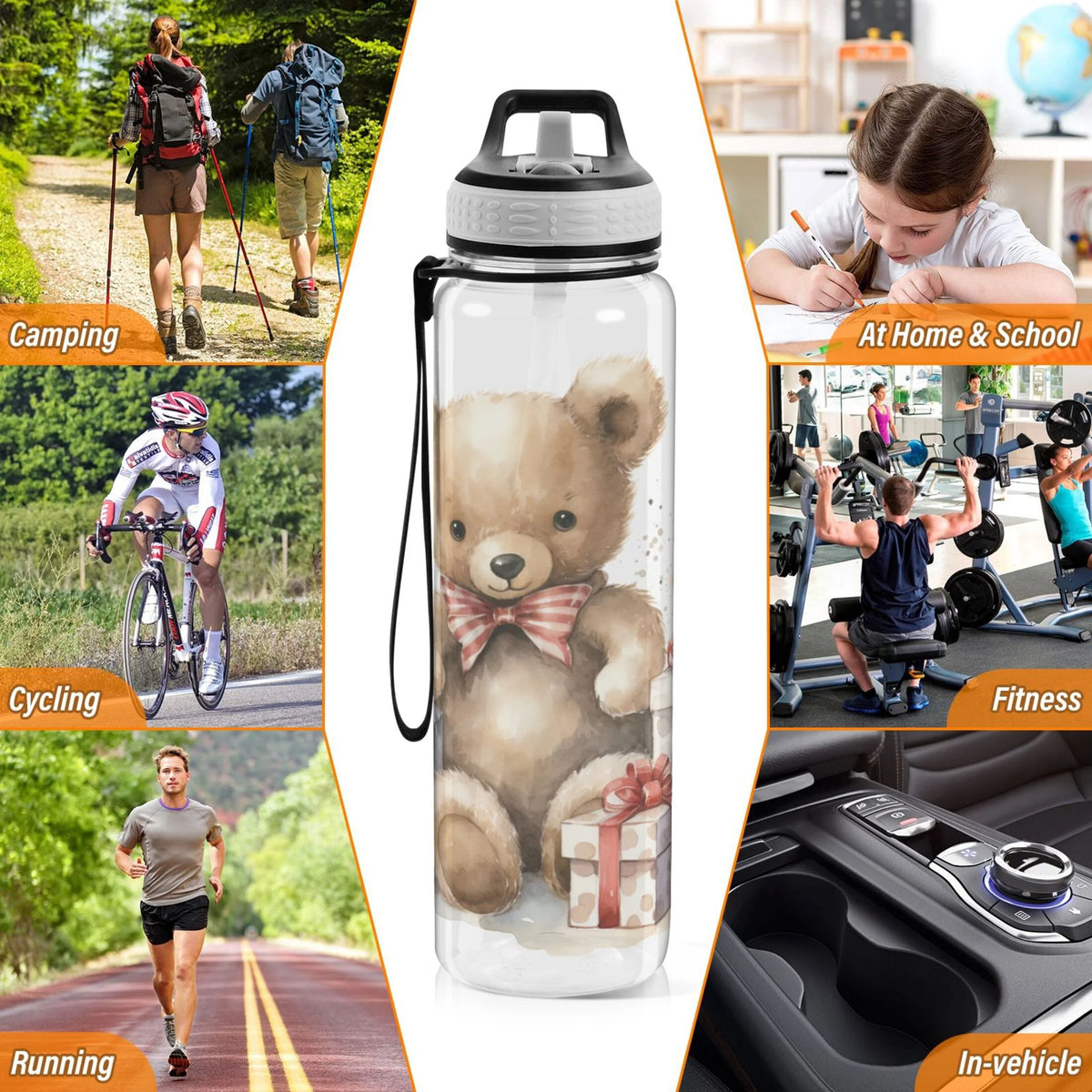 Clear 32oz Tritan Water Bottle with Straw L9313